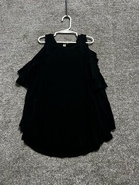 Pomelo Girls Black Cold Shoulder Tunic Top Blouse Size Small